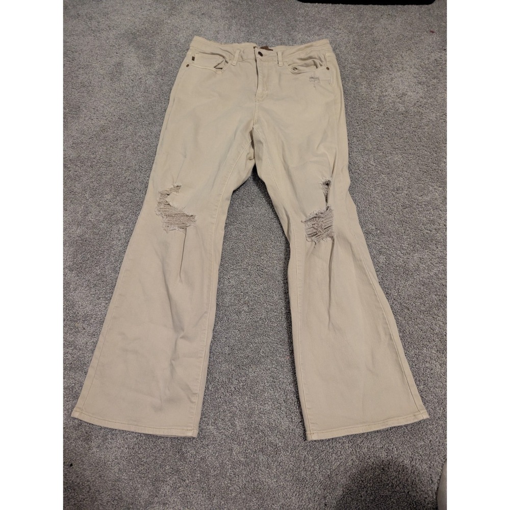 Judy Blue Jeans Womens 18W High Waist Garment Dyed Bone 90's Straight Denim